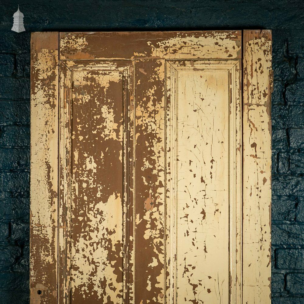 photo for sale Pine Paneled Door, 4 Moulded Panel Distressed Paint