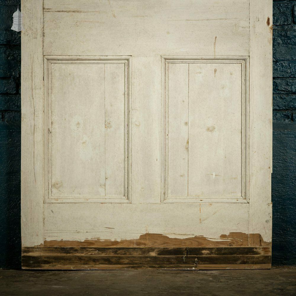 Pine Paneled Door, 6 Moulded Panel White Painted 20th C photo 240.0