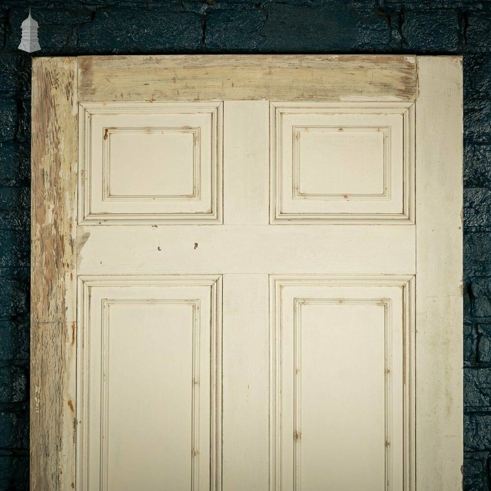 Pine Paneled Door, 6 Moulded Panel White Painted Missing Moulding photo furniture