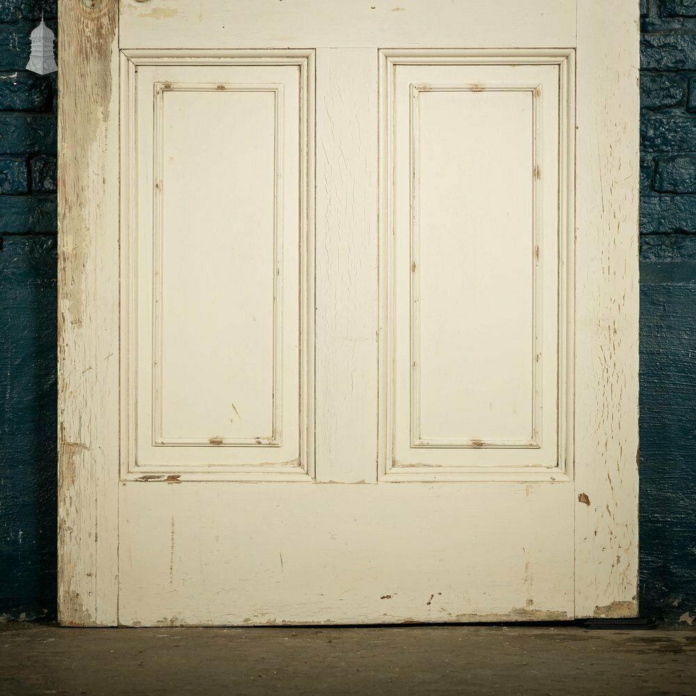 Pine Paneled Door, 6 Moulded Panel White Painted Missing Moulding photo Home Fixtures