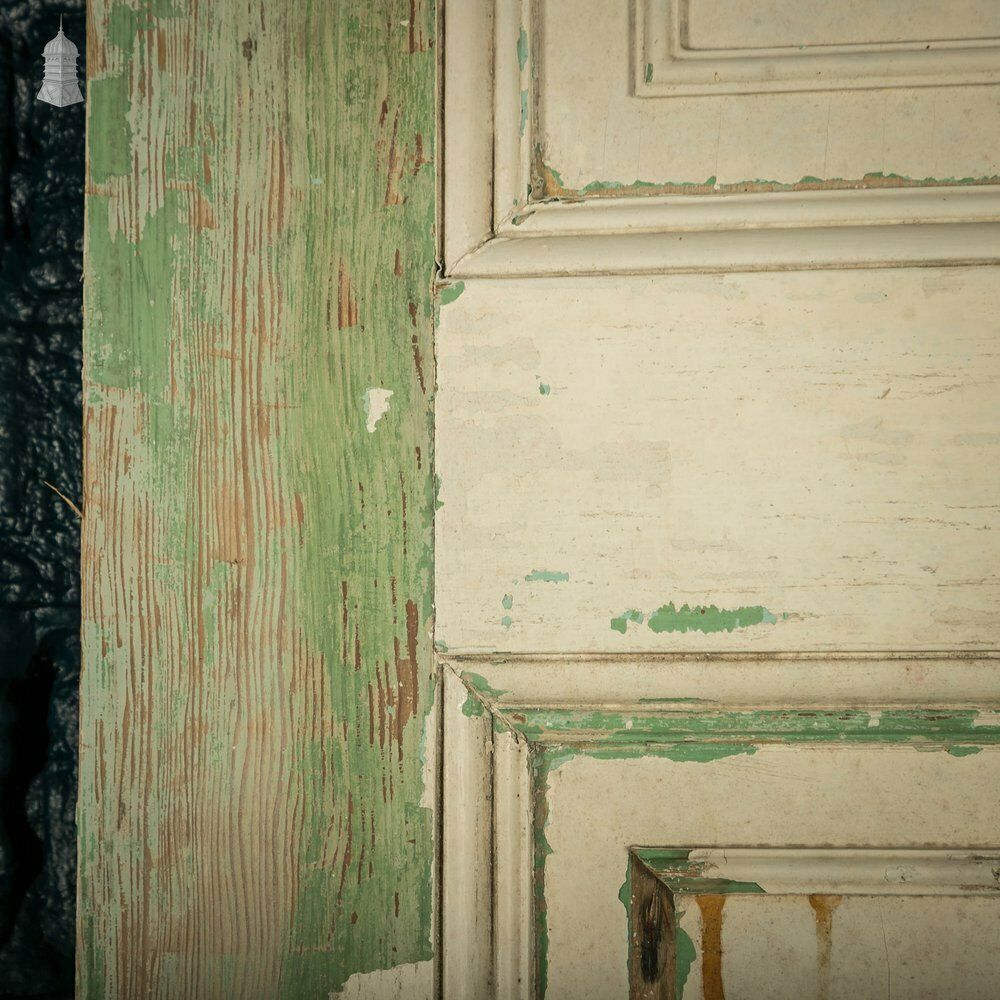 240.0 Pine Paneled Door, 6 Moulded Panel White Painted Missing Moulding photo