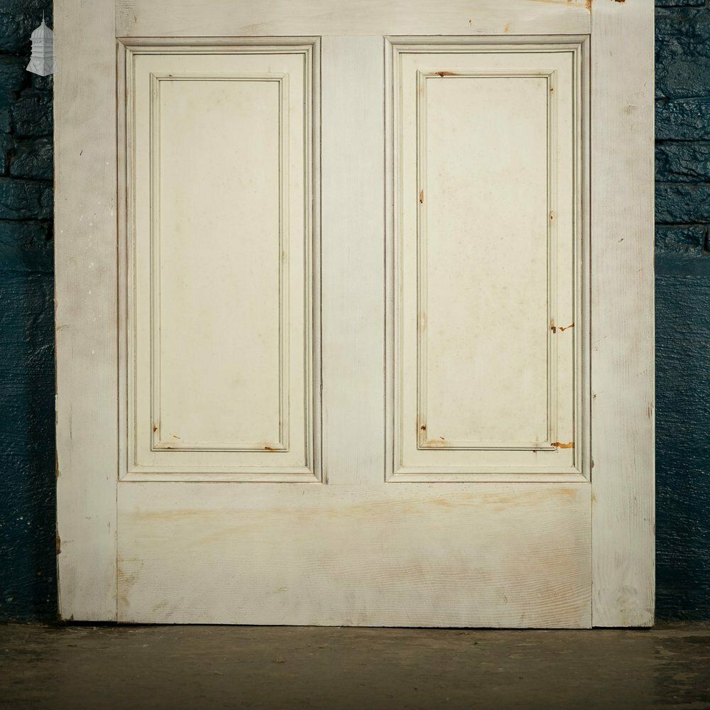 Pine Paneled Door, 6 Moulded Panel White Painted 20th C Missing Moulding photo 180.0