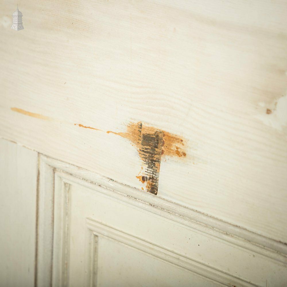 photo buy Pine Paneled Door, 6 Moulded Panel White Painted 20th C Missing Moulding