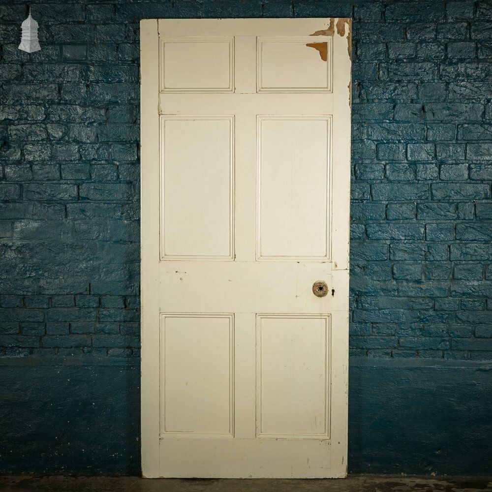 Pine Paneled Door, 6 Moulded Panel White Painted