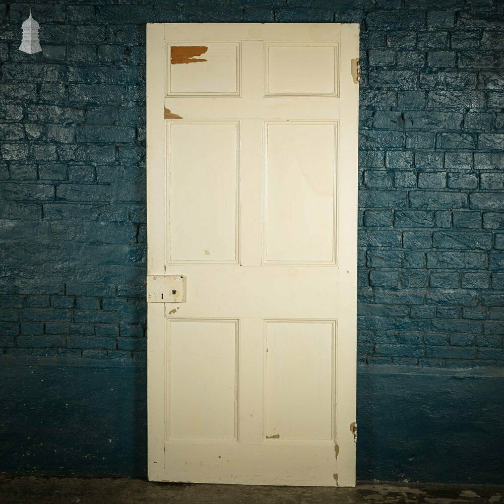 photo for sale Pine Paneled Door, 6 Moulded Panel White Painted