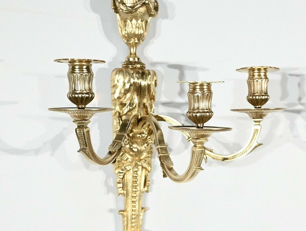 Pair Of Gilt Bronze Sconces, Louis XVI Style – Mid 19th Century photo vinterior