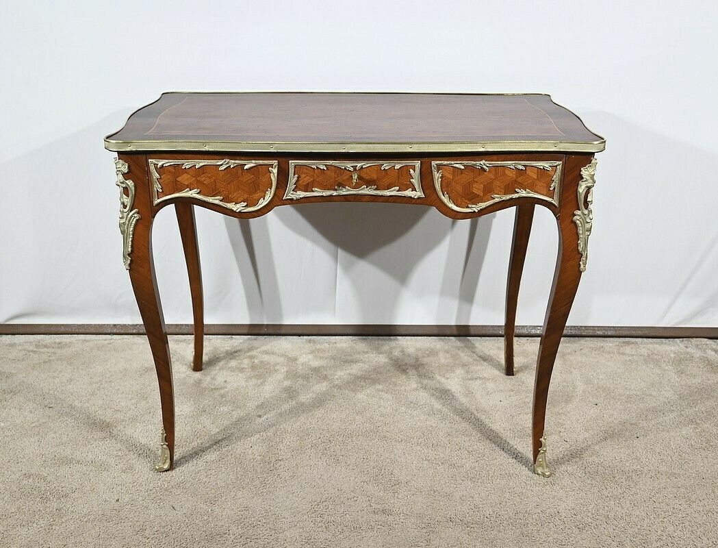 Rosewood And Marquetry Desk Table, Louis XV Style – Early 20th Century