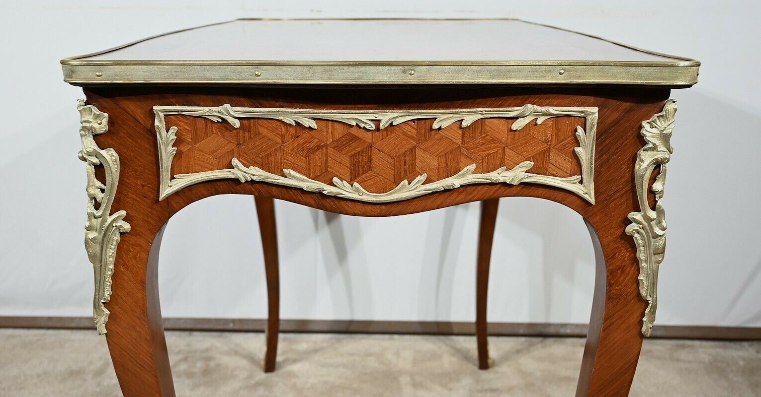 2399.9 Rosewood And Marquetry Desk Table, Louis XV Style – Early 20th Century photo