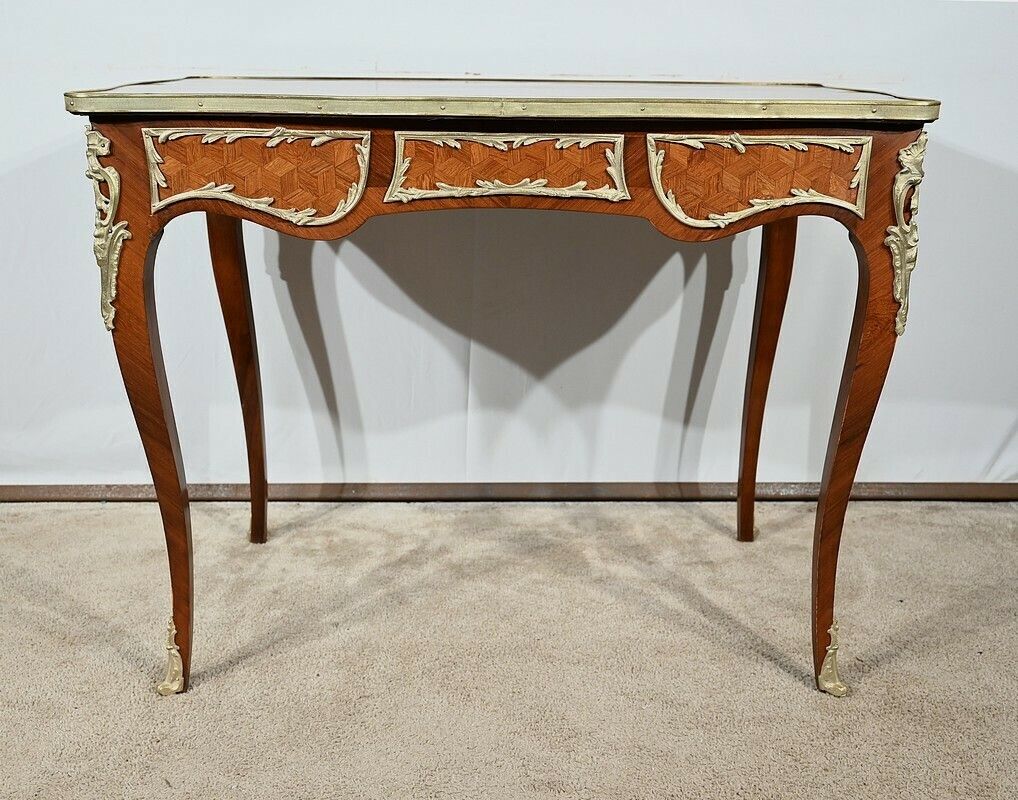 photo vintage Rosewood And Marquetry Desk Table, Louis XV Style – Early 20th Century