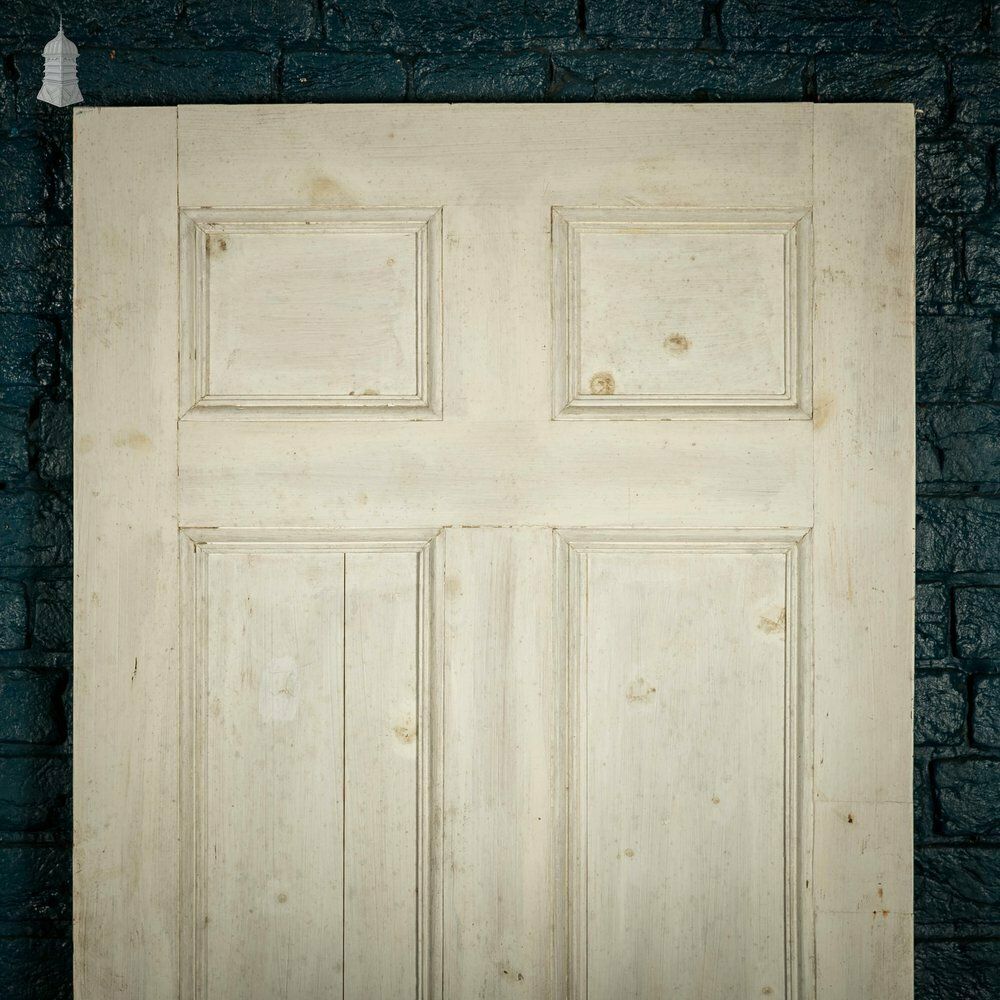 photo furniture Pine Paneled Door, 6 Moulded Panel White Painted 20th C
