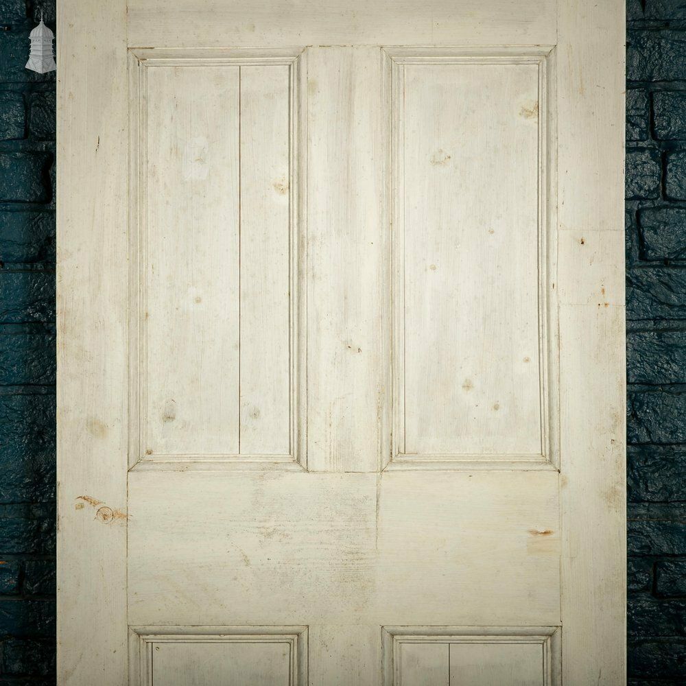 photo for sale Pine Paneled Door, 6 Moulded Panel White Painted 20th C