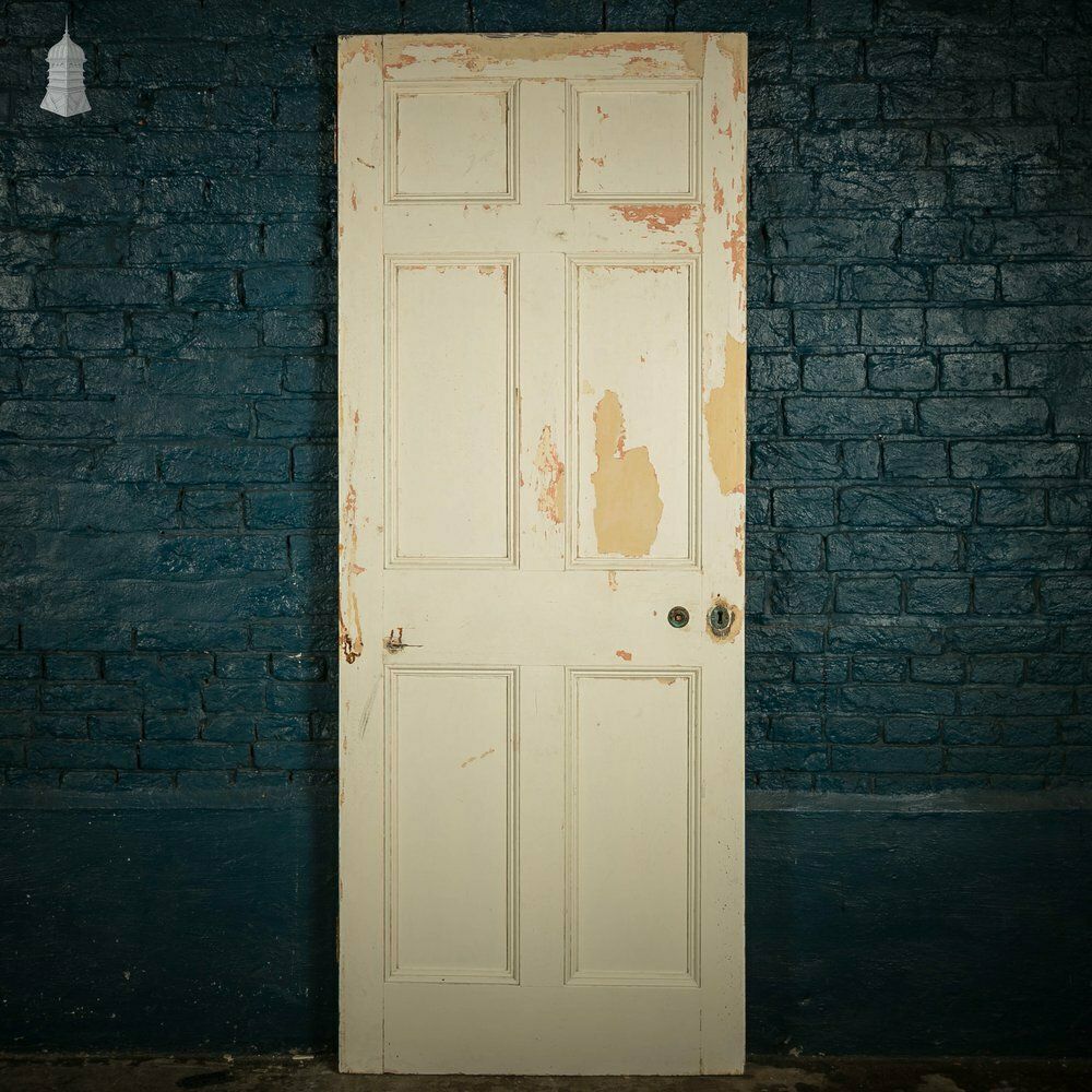 photo furniture Pine Paneled Door, 6 Moulded Panel White Painted