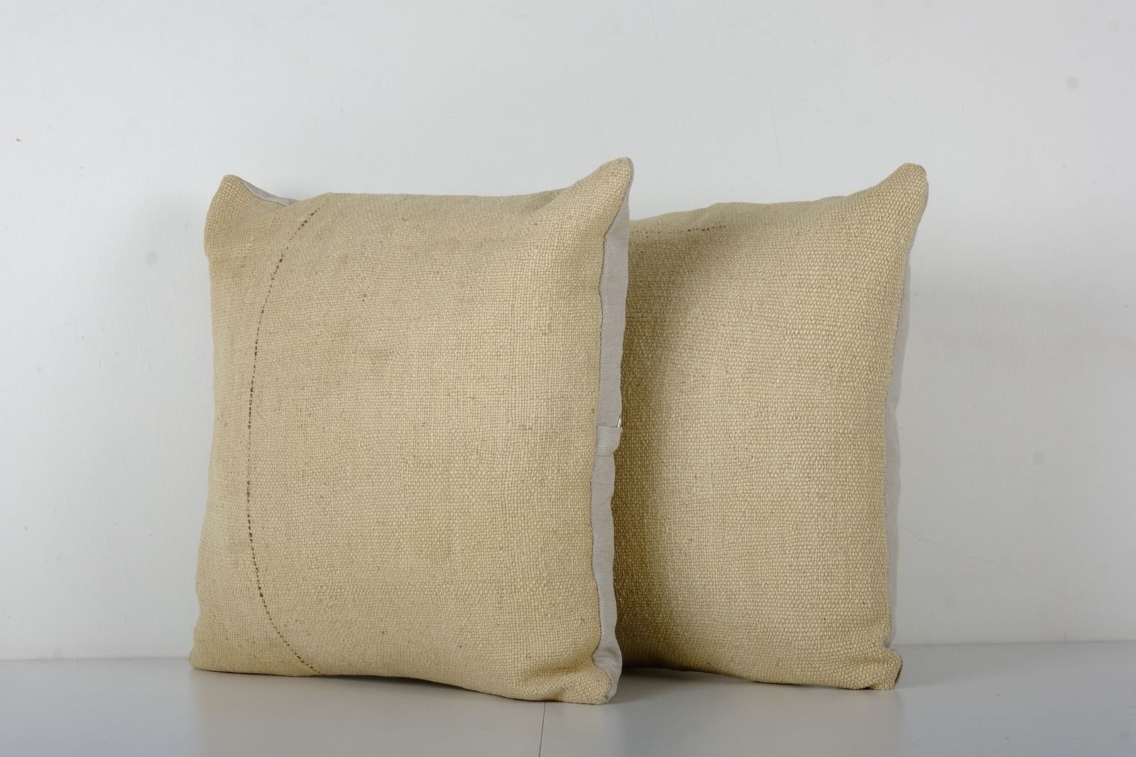 Hemp Turkish Kilim Pillow, Set Of Two Natural Turkish Hemp Sisal Kilim , Pair Farmhouse photo furniture