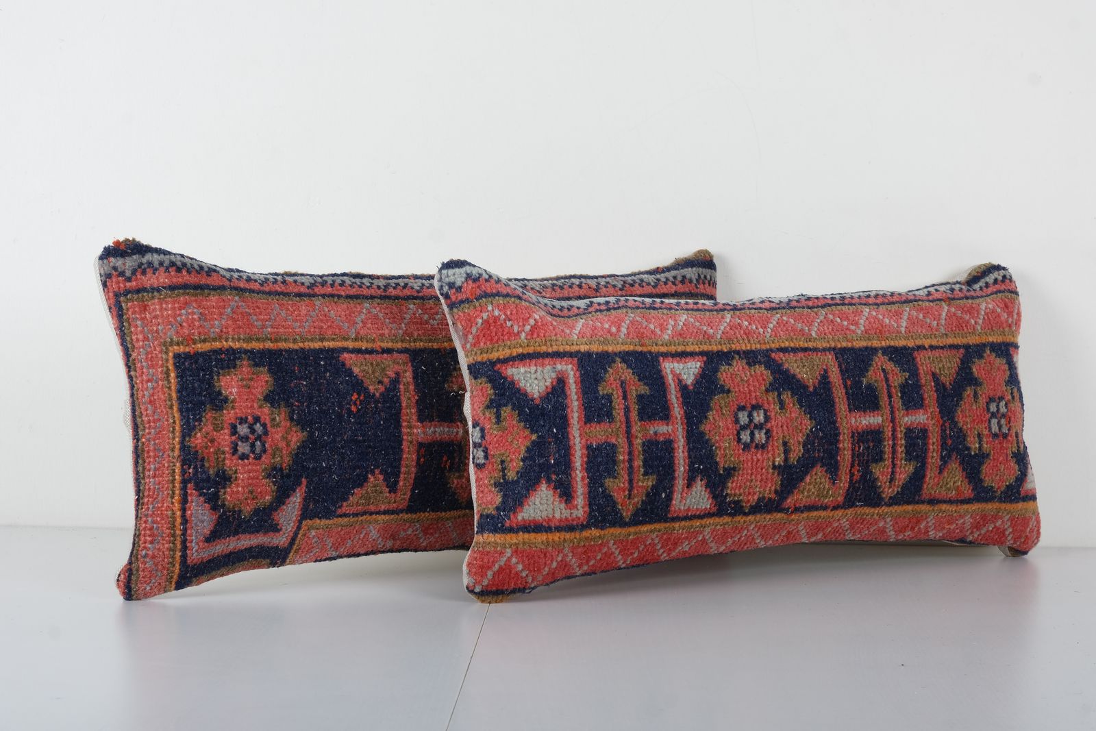 Set Of Two Anatolian Carpet Pillow, Matching Burnt Orange Lumbar  Cover photo 70.0