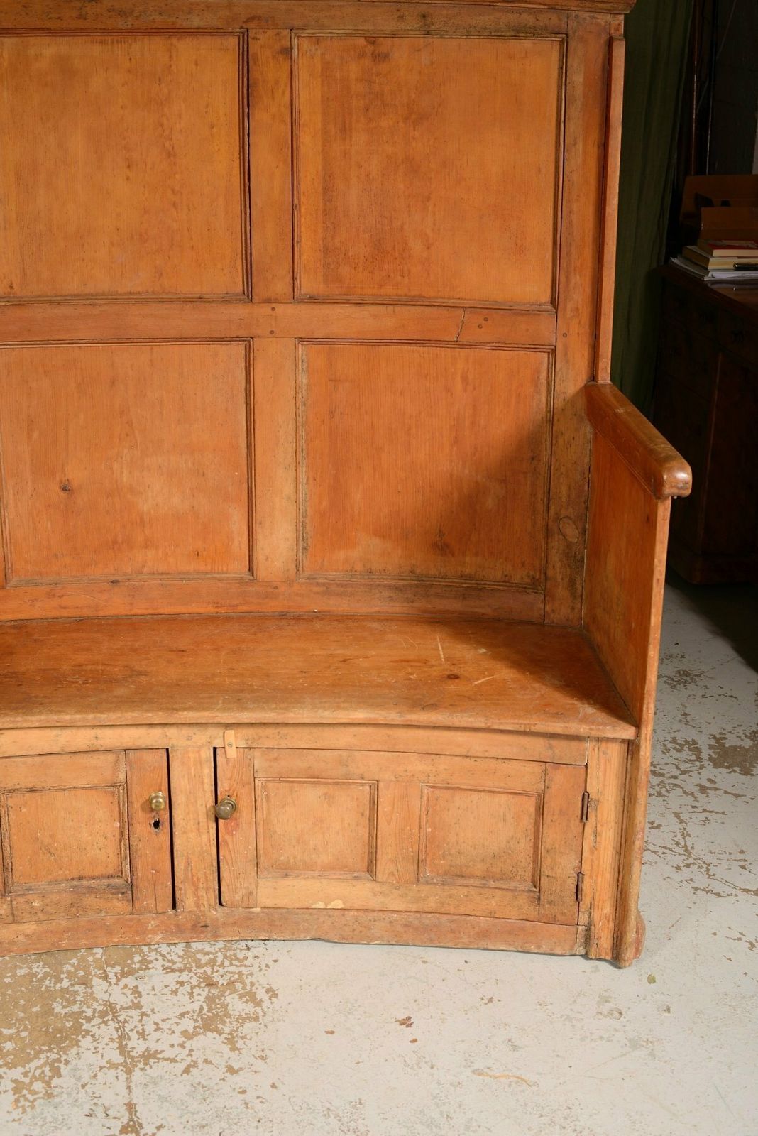 Furniture A Large Victorian Pine Bacon Tavern Settle   C.1860 photo