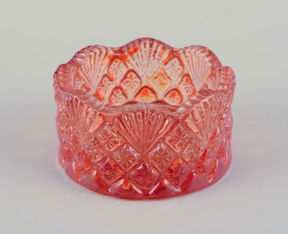 Fåglavik Glasbruk, Sweden. Six Salt Cellars In Pink/Orange Glass. photo furniture