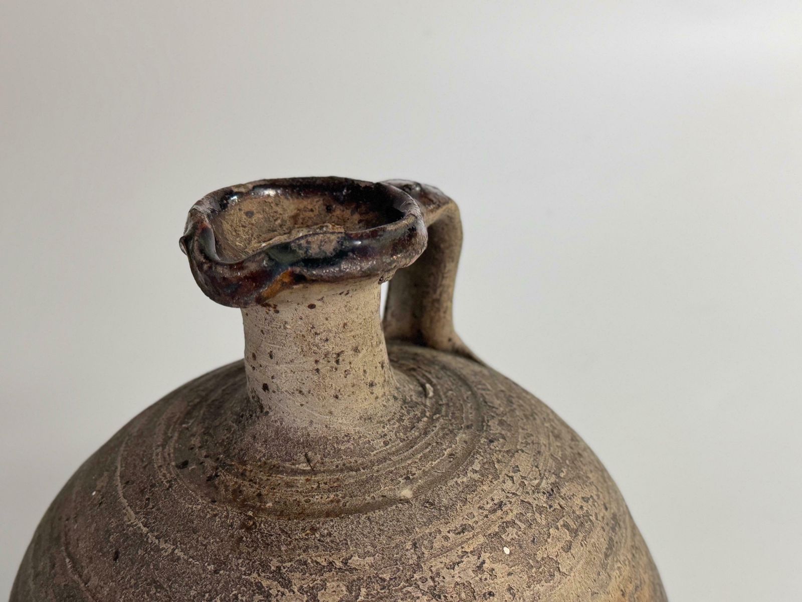 Japanese Style Stoneware Pottery Jug Pitcher With Amazing Glaze 19th France photo vintage