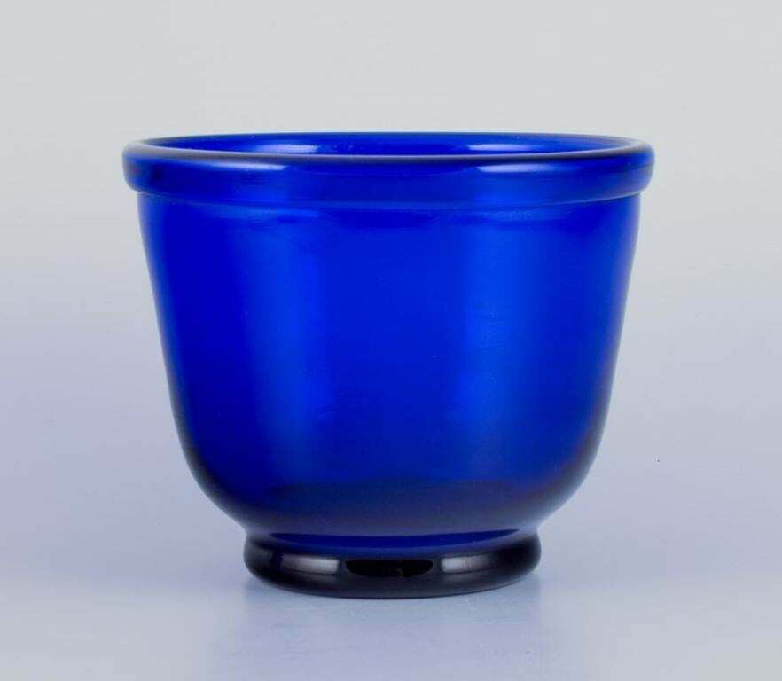 Pair Of Danish Art Glass Vases In Dark Blue Glass 1930/40s. photo for sale