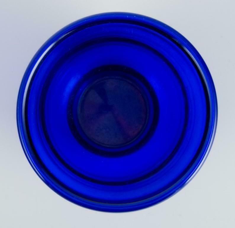 Pair Of Danish Art Glass Vases In Dark Blue Glass 1930/40s. photo 194.0