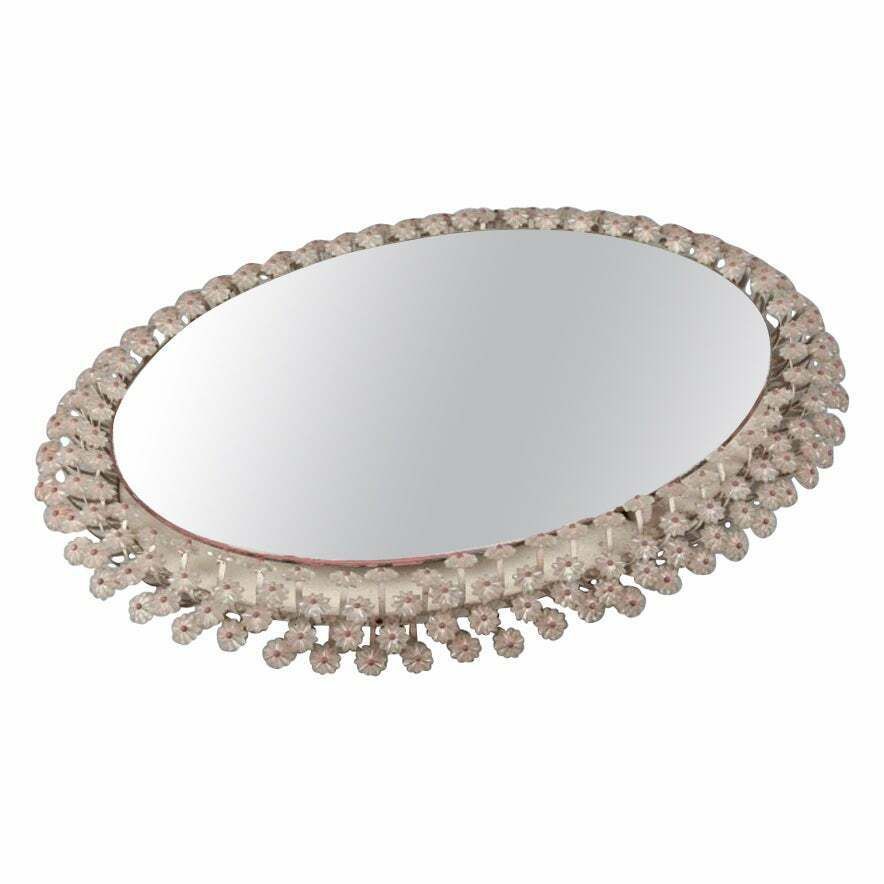 Emil Stejnar For Rupert Nikoll Illuminated Mirror Surrounded By Acrylic Flowers