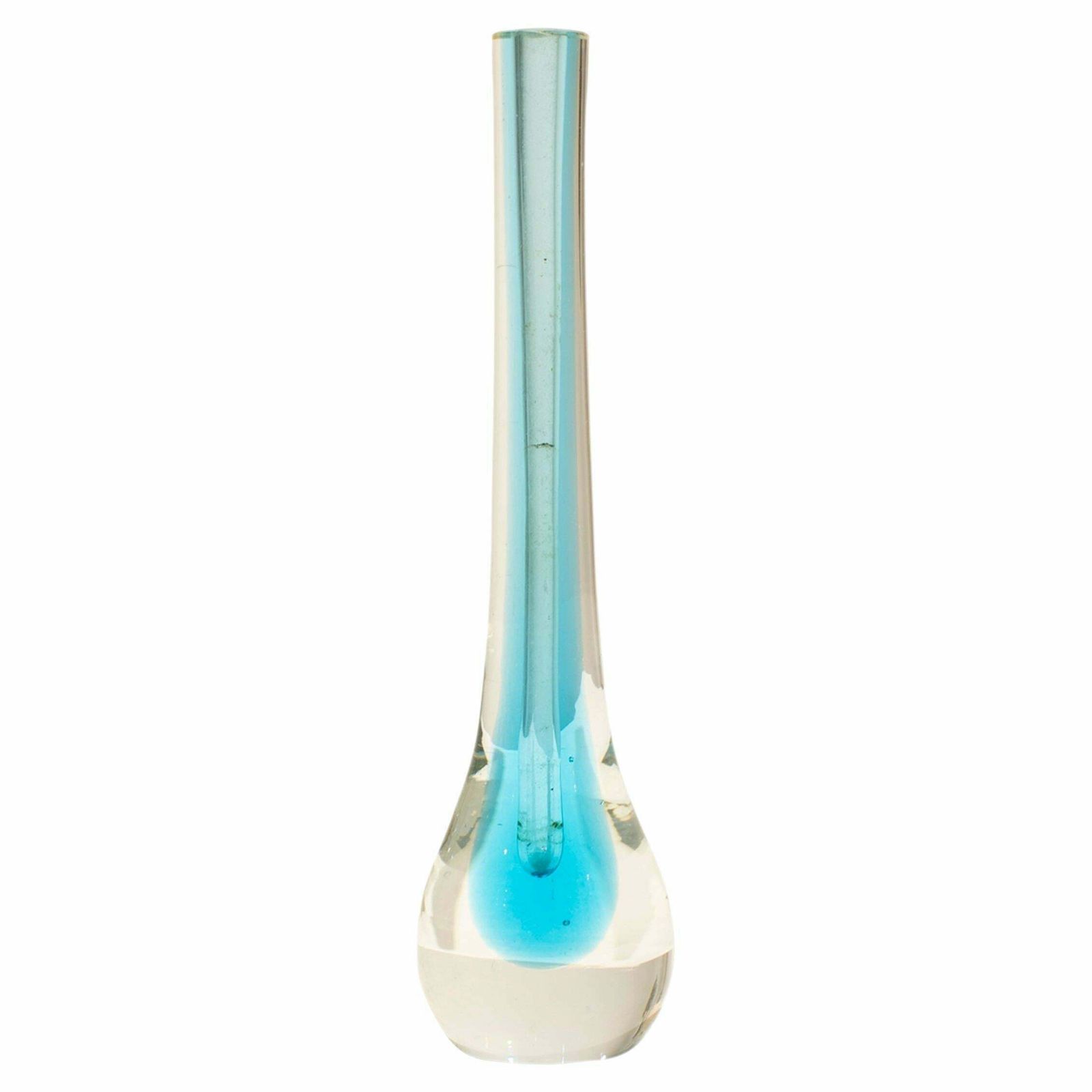 Flavio Poli Hand Crafted Blue Murano Small Glass Vase, Italy, 1970
