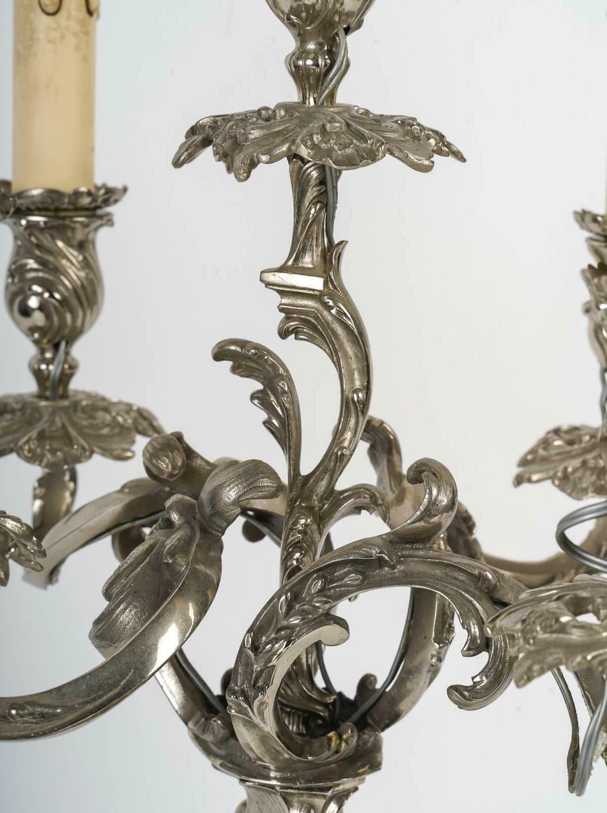 Pair Of Louis XV Style Silver Plated Bronze Candelabra, 19th Century. photo furniture