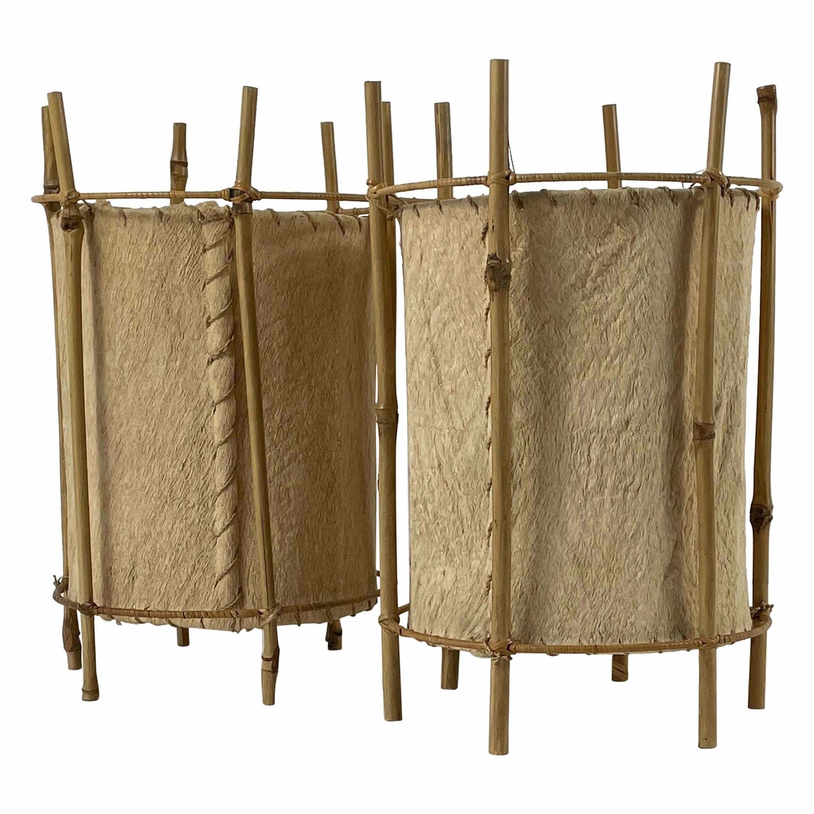 Louis Sognot Bamboo & Parchment Table Lamps, France 1950s