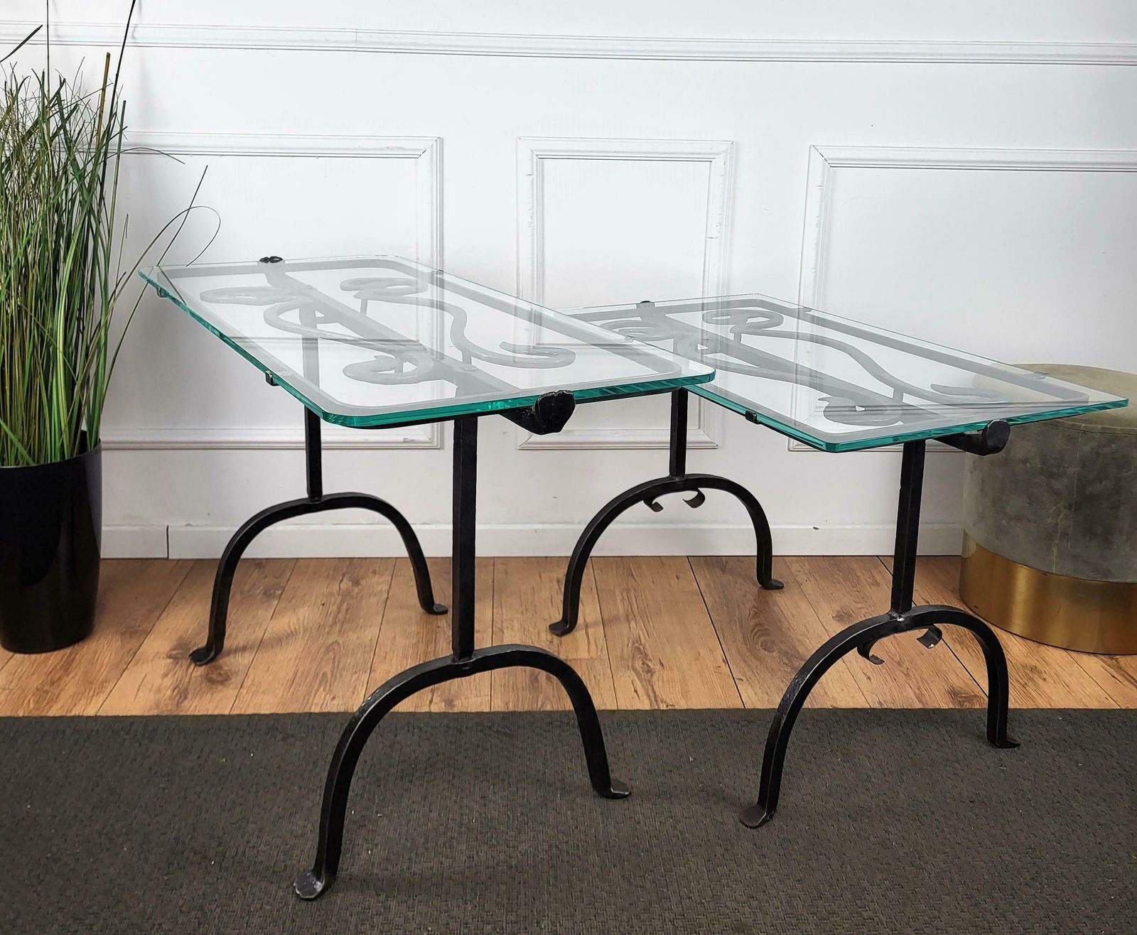 Italian Sculptural Brutalist Wrought Iron And Glass Coffee Table Or Side Table photo buy