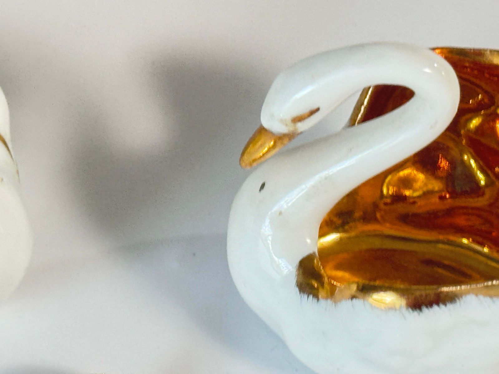 Salt And Pepper Shaker Ceramic By Limoges France White Gold Color 20th Century photo buy