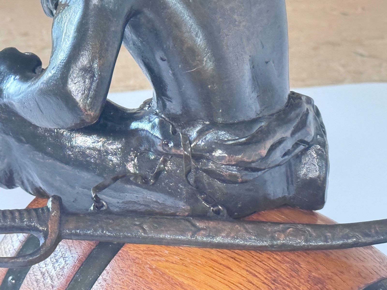 Oak And Brass Sailor’s Rum Barrel With Bronze Sculpture Of A Russian Cossack photo vinterior