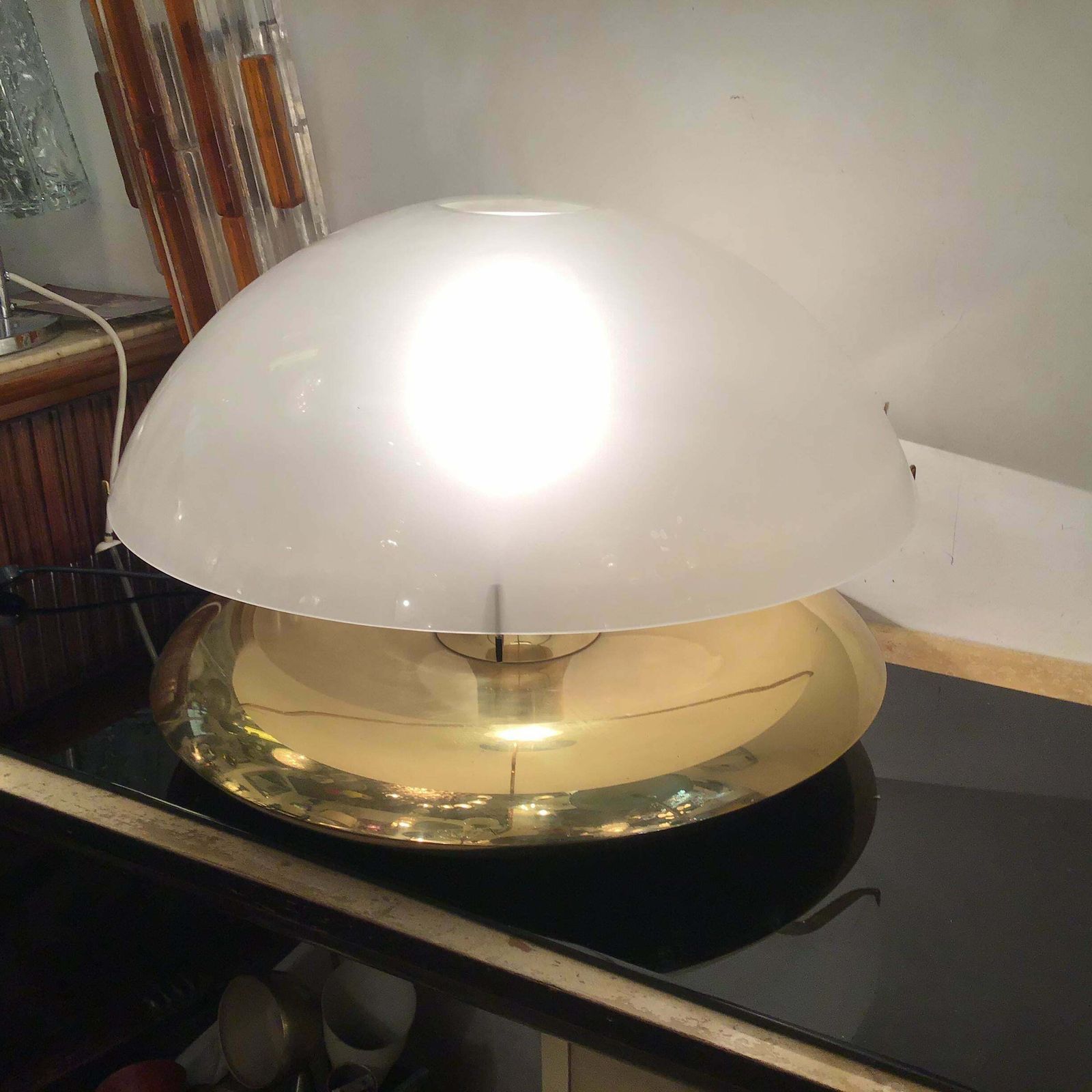 Lighting Ludovico Diaz De Santilana “ Medusa” Table Lamp Brass Glass 1960 Italy photo