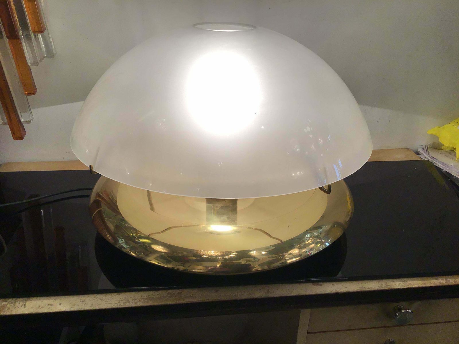 photo vinterior Ludovico Diaz De Santilana “ Medusa” Table Lamp Brass Glass 1960 Italy