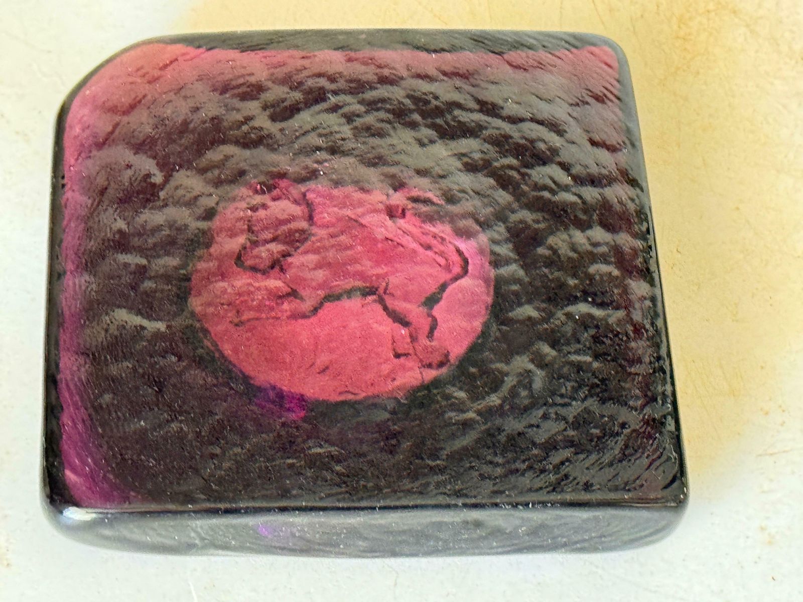 Ashtray In Glass With A Purple Light Color Square Shape France, Circa 1970 photo vinterior
