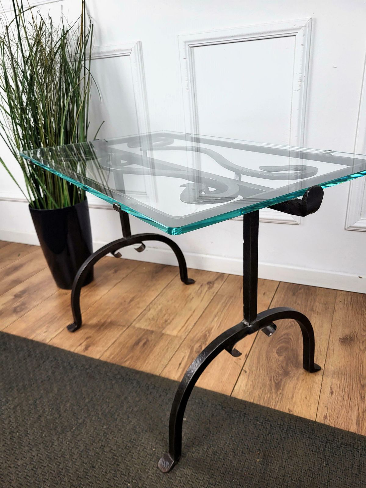 Italian Sculptural Brutalist Wrought Iron And Glass Coffee Table Or Side Table photo 1531.0