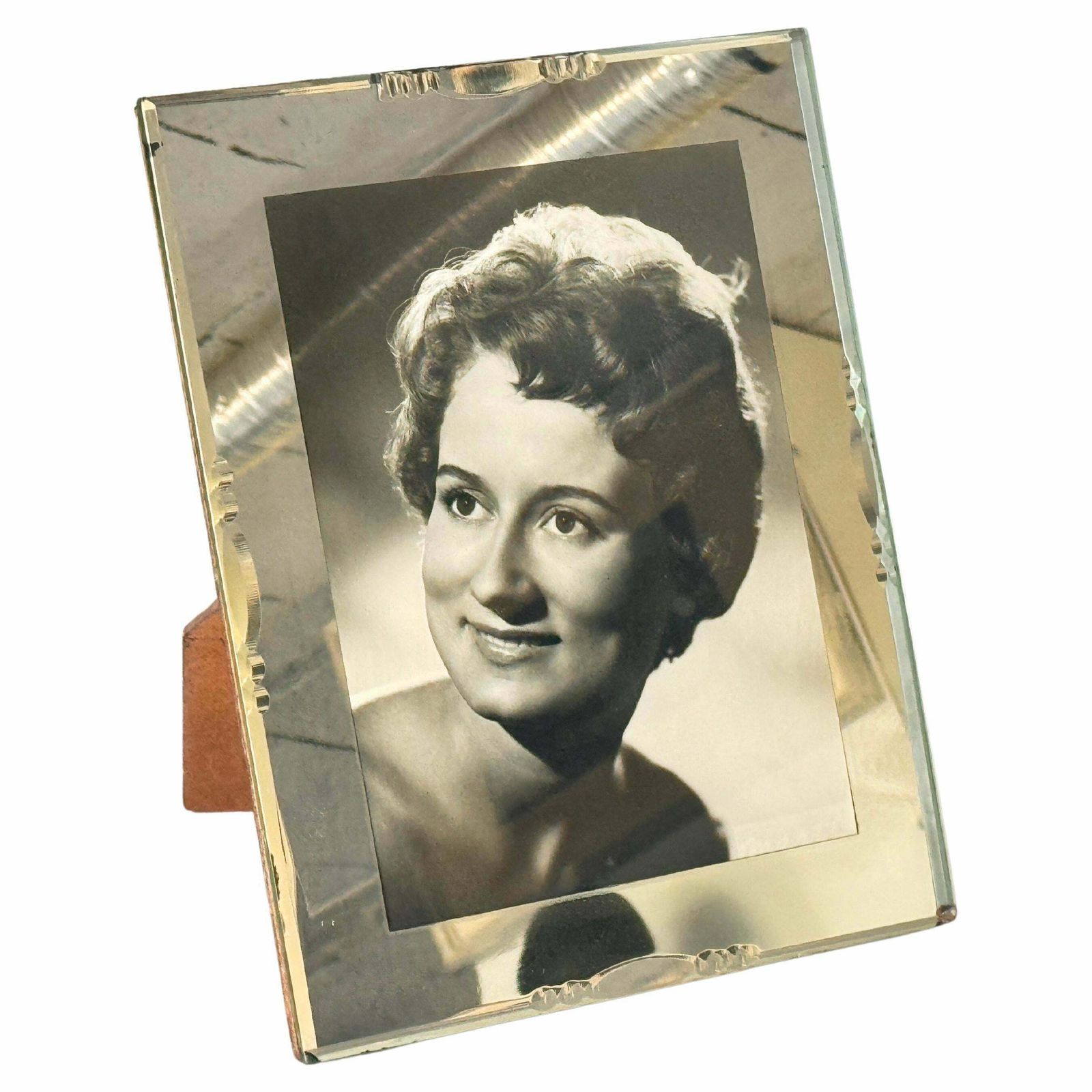 Art Deco Picture Frame In Bevelded Mirror France Circa 1935 Green Color