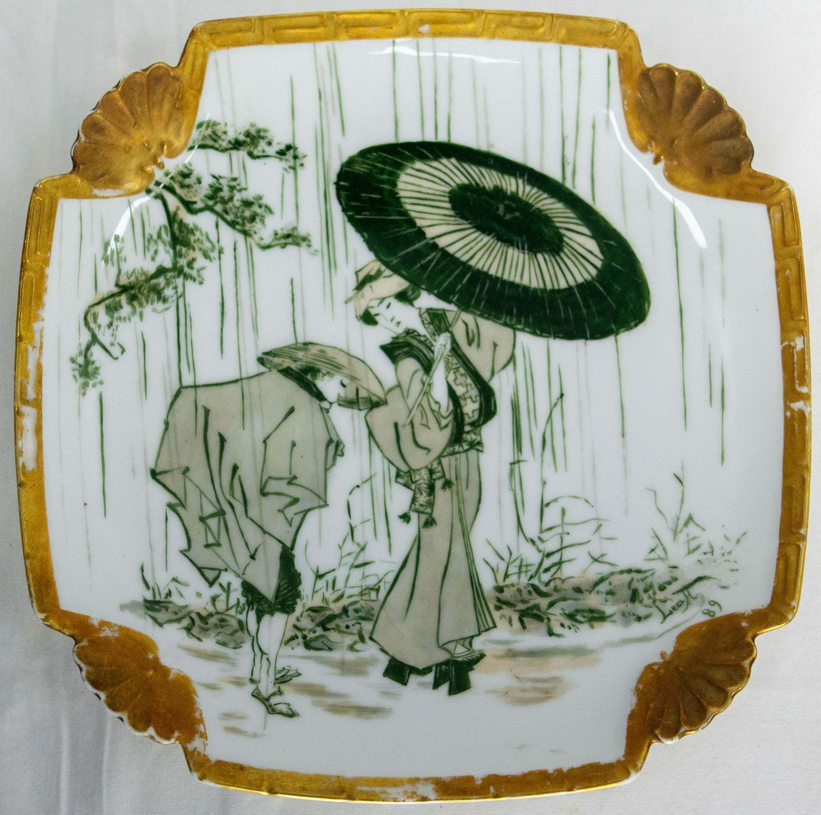Japanese Ceramic Plate Decorated With Geisha & Peasan, France Late 19th C photo furniture