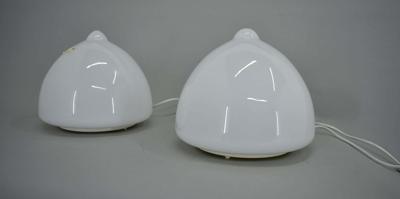 Pair Of Glass Table Lamps By Krásno Nad Bečvou, 1960s photo Lighting