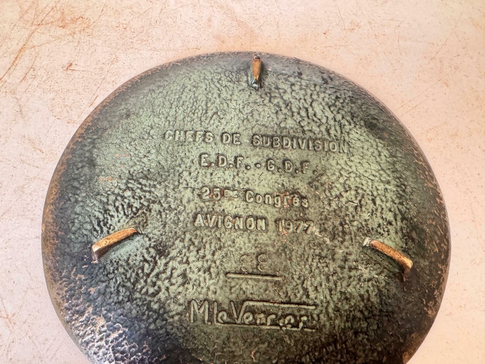 Sculpture By Max Le Verrier, Ashtray In Brass, France Circa 1960, Old Patina photo 368.0