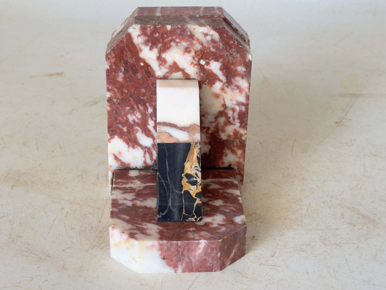 Pair Of Art Deco See Book Ends, Marble, Black And Red France, 1940 photo vinterior