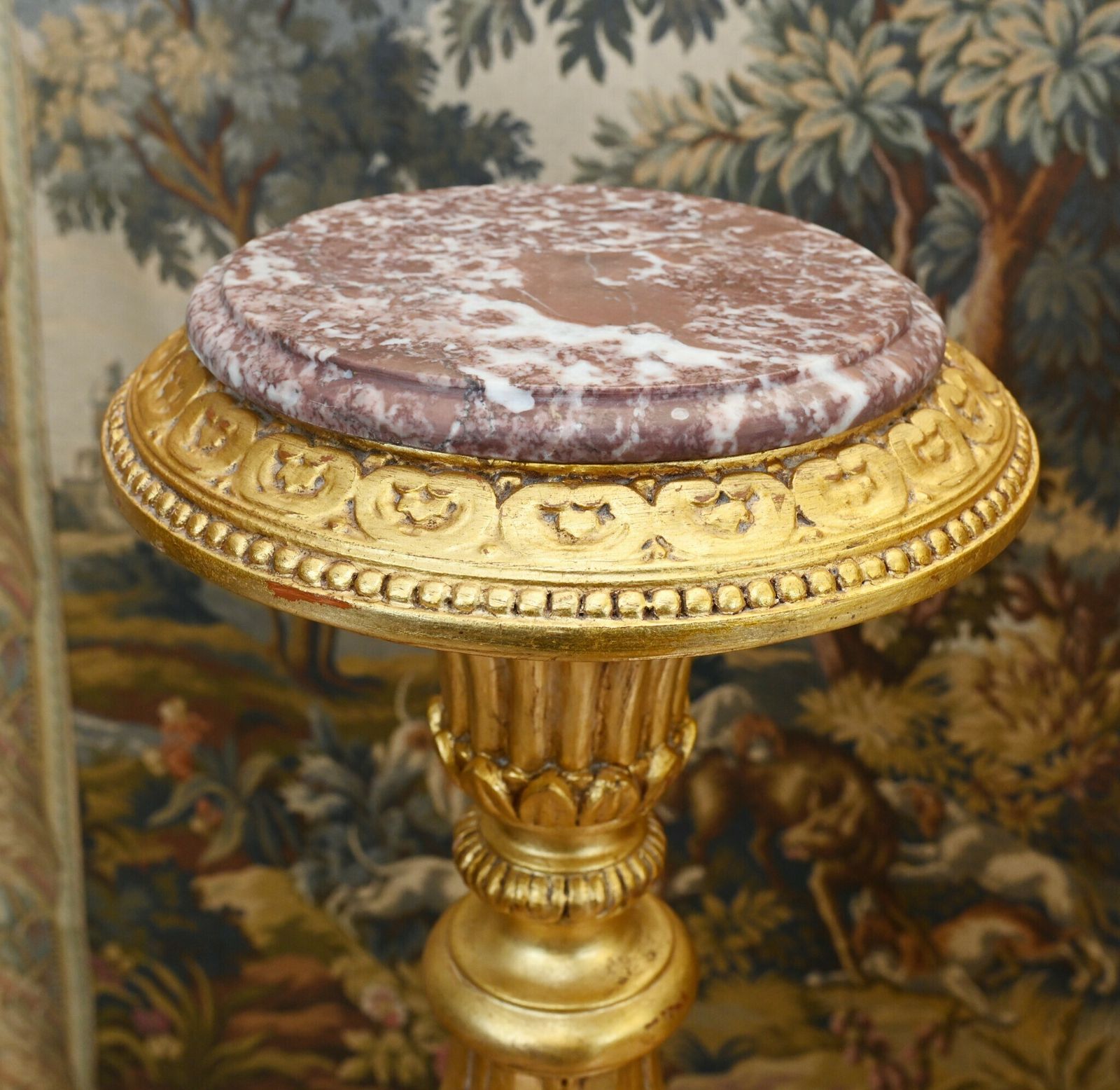 Carved Gilt Pedestal Stands Tables   French Rococo photo vintage
