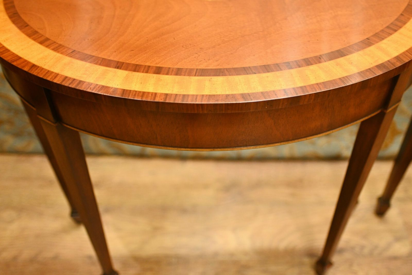 Pair Sheraton Console Tables Satinwood Demi Lune photo Furniture