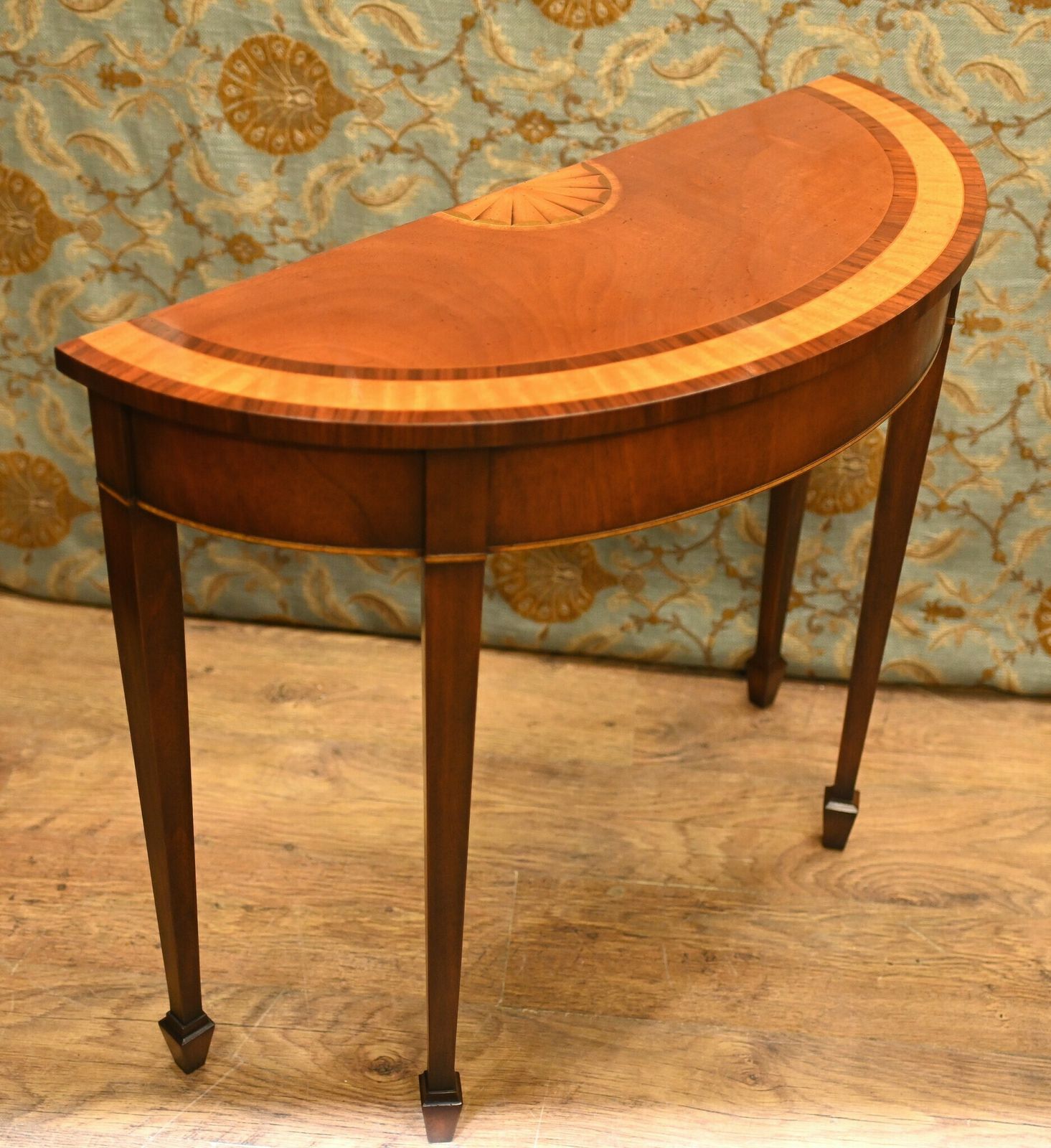 Pair Sheraton Console Tables Satinwood Demi Lune photo buy