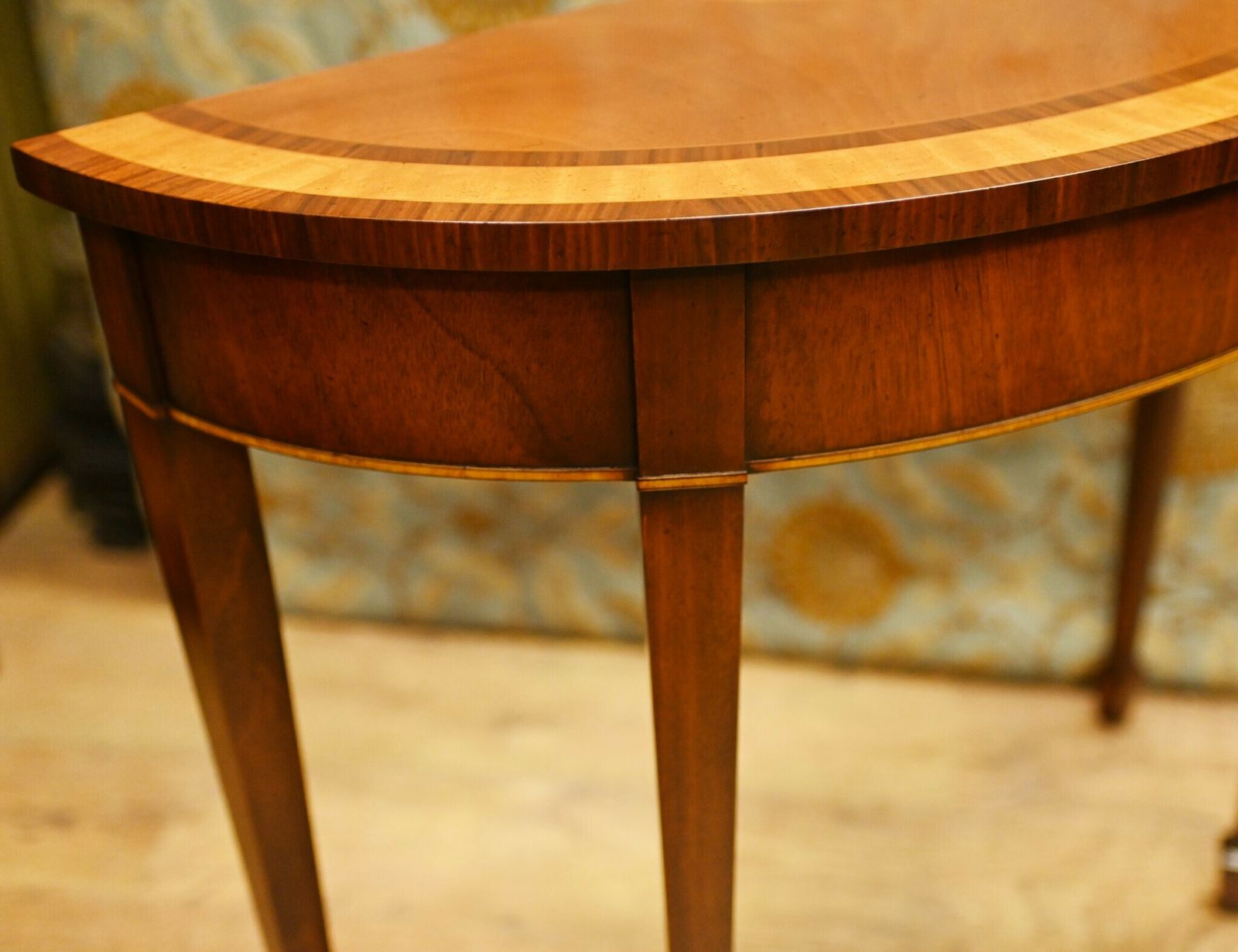 photo furniture Pair Sheraton Console Tables Satinwood Demi Lune