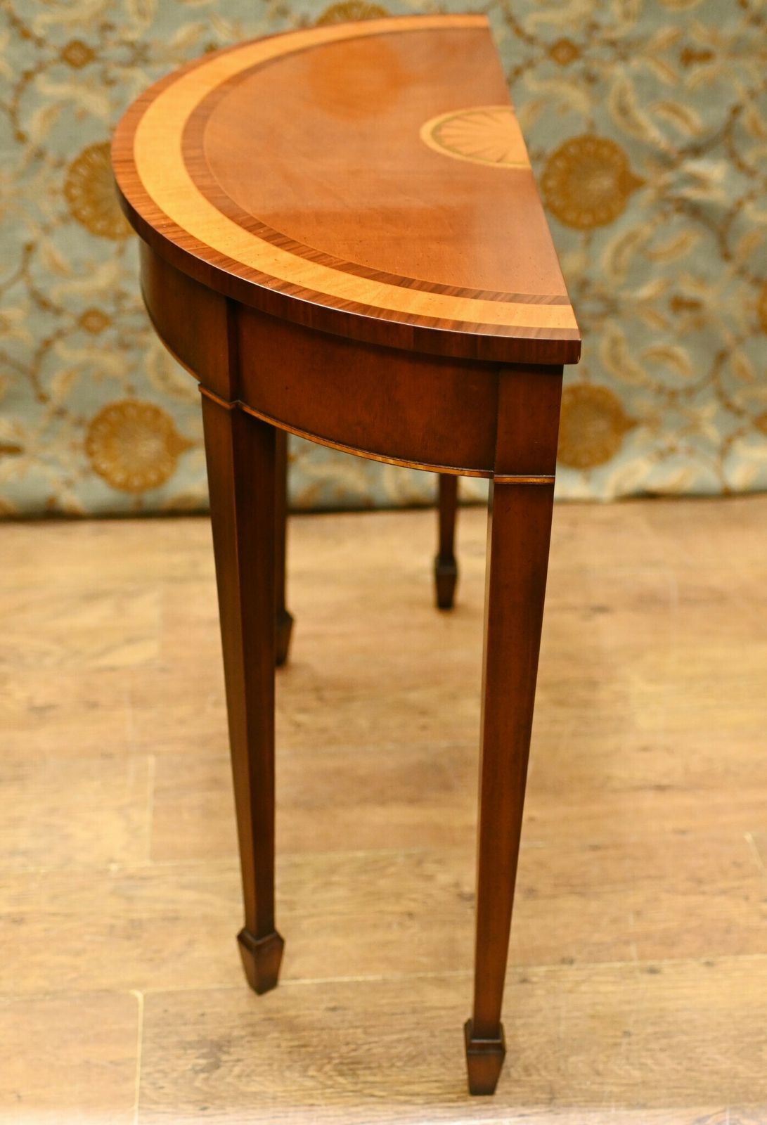 photo for sale Pair Sheraton Console Tables Satinwood Demi Lune