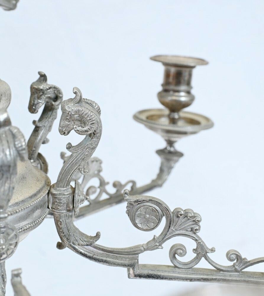 Pair Silver Plate Candelabras   Large Victorian Column Candles photo vintage