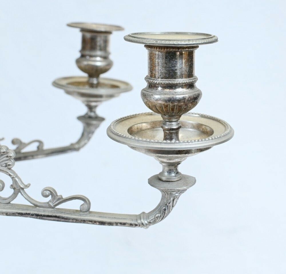 photo furniture Pair Silver Plate Candelabras   Large Victorian Column Candles