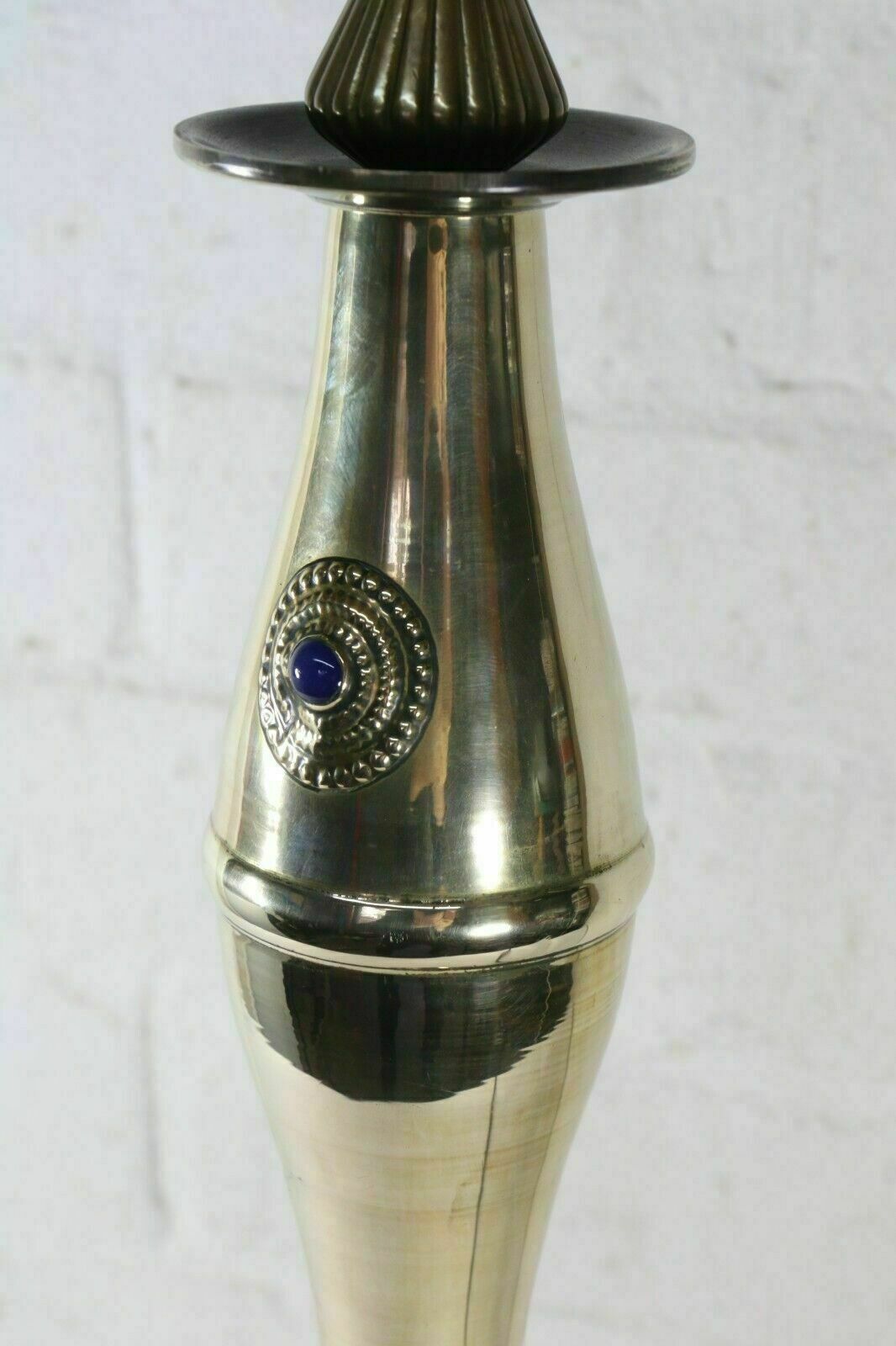 photo furniture Table Lamp Vintage Brass Ethnic Asian Lamp Tall Very Boho Stone Cabochonsck