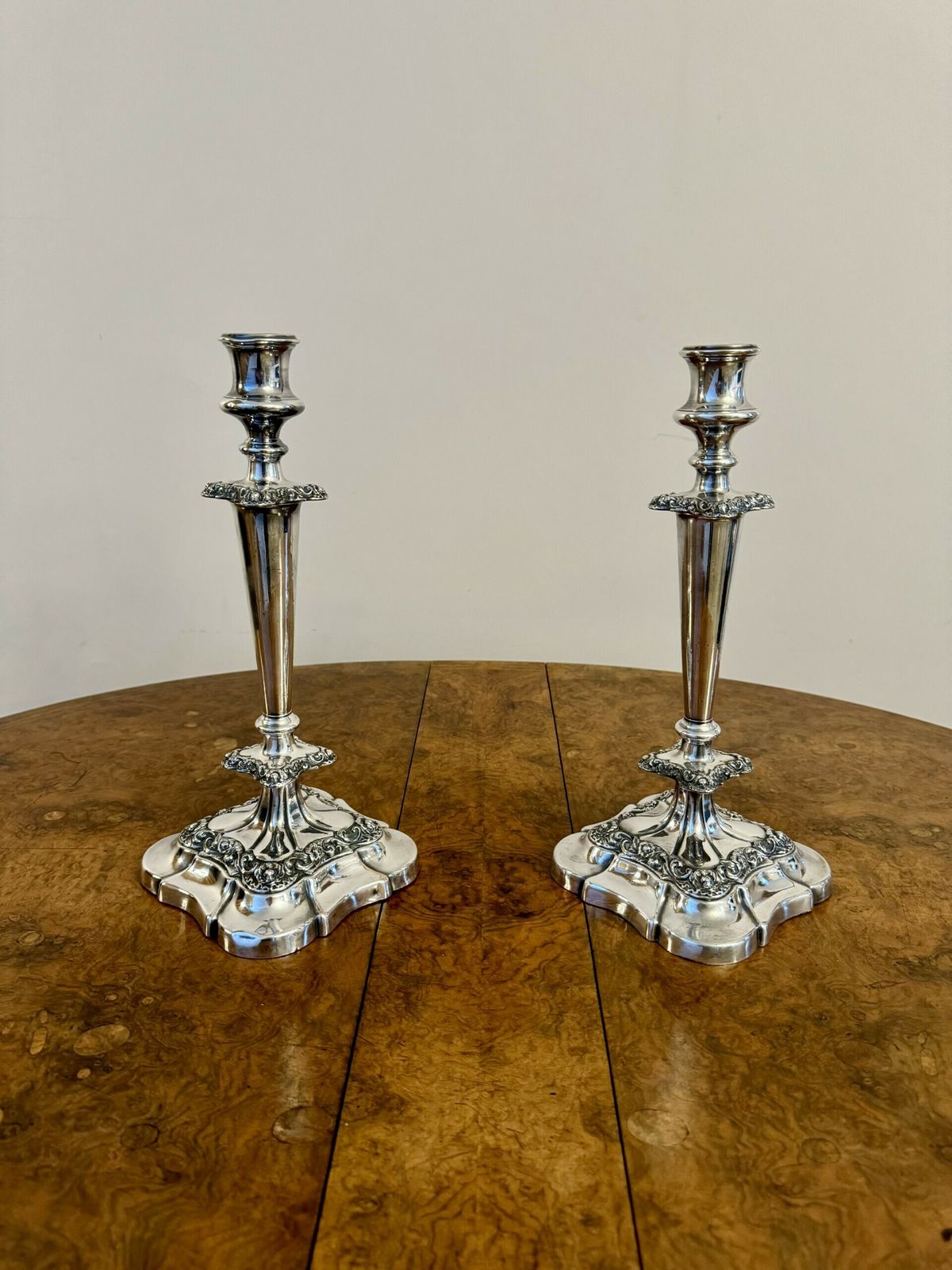 Outstanding Quality Antique Ornate Silver Plated Candelabra And Candlestick Set photo 685.0