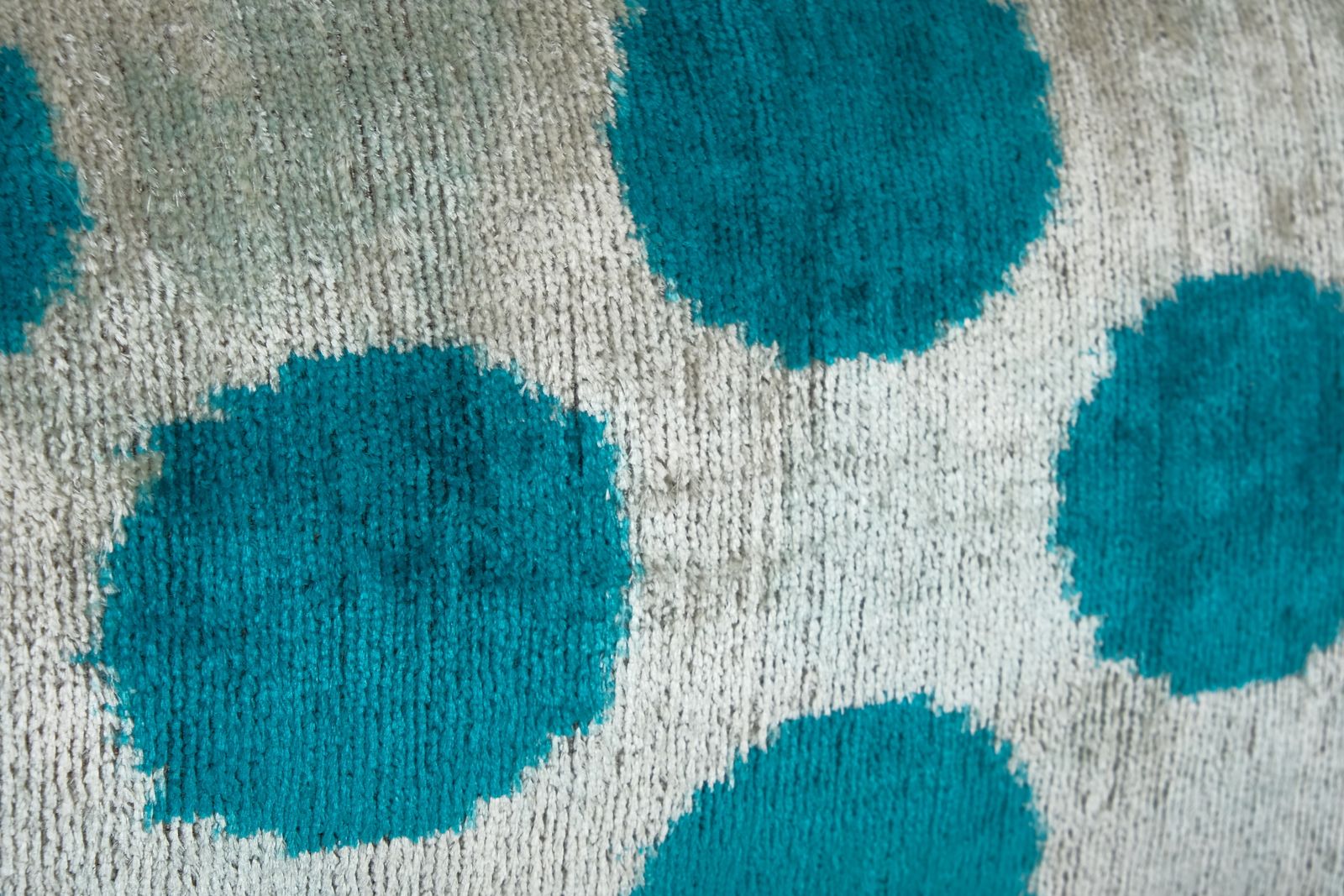 Turquois Ikat Velvet Pillow Cover, Set Turkish Polka Dot Cushion Cover, Pair Ethnic Silk Ikat Velvet Pillowcase 16'' X 24'' photo Textiles