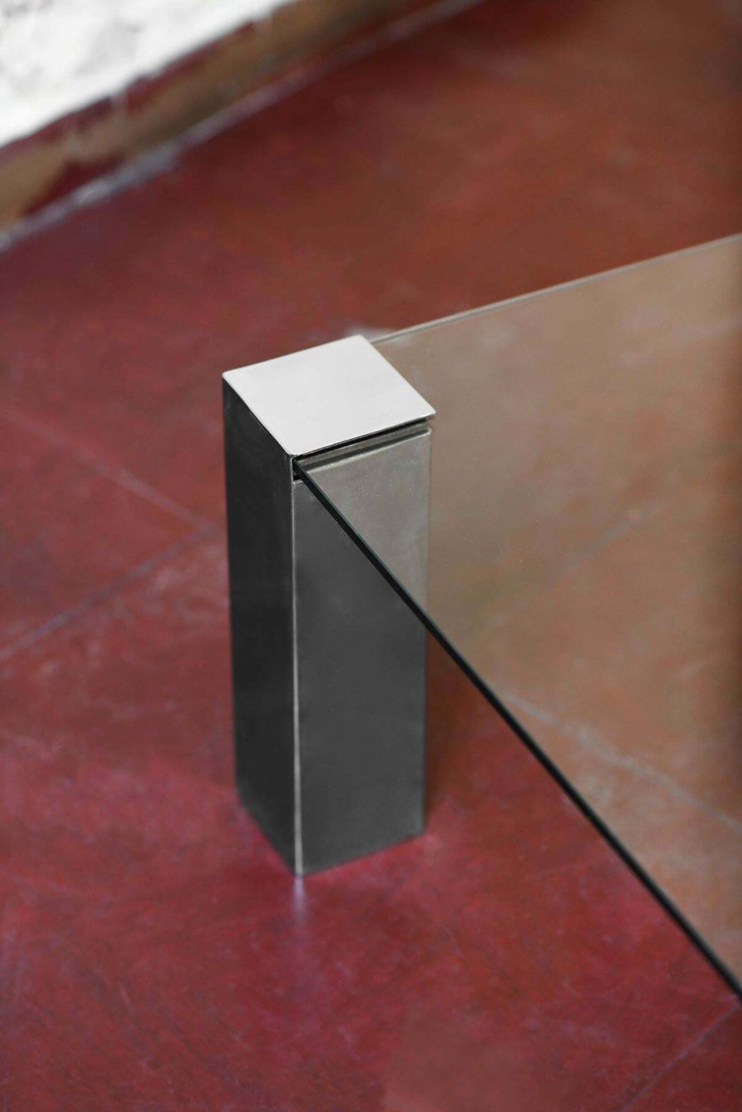Coffee Table In Chromed Metal And Dark Glass In The Style Of Willy Rizzo. photo vinterior